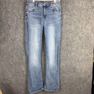 Ameraican Eagle Jeans Womens Size 14 Long  Blue Super Stretch Straight